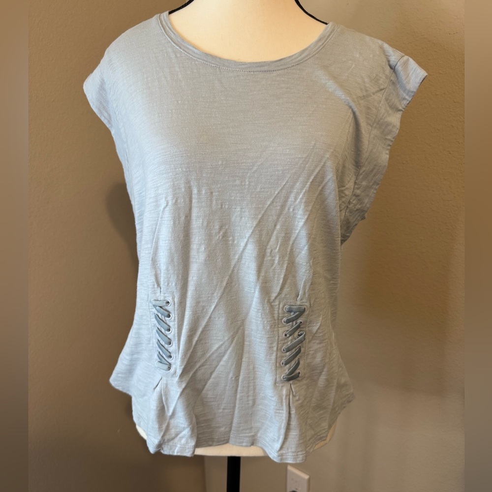 White House Black Market Light Blue Lace-Up Cap Sleeve Women's Top size XL